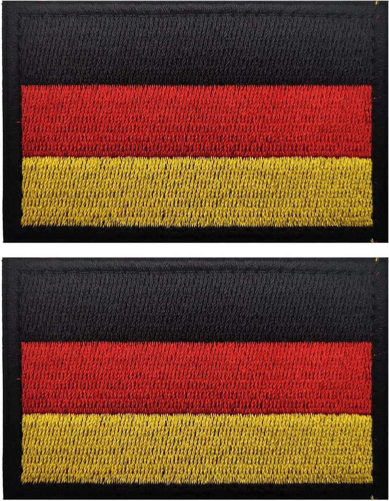 MWOOT 2PCS Germany Flag Patch Embroidered Morale Patch Military Tactical Patches Hook and Loop(Black Border) - Image 1